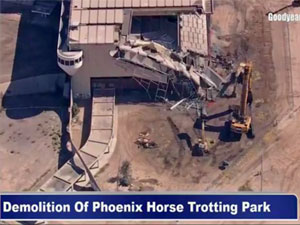 Aerial view of the track during demolition